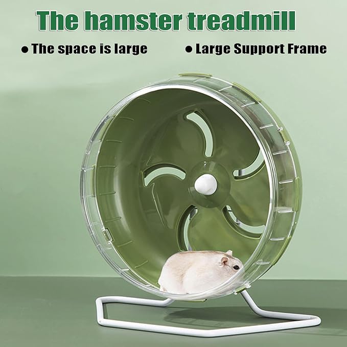 GKYZBB Hamster Wheel, 8.5 inch Silent Hamster Exercise Running Wheel with Stand,Pet Small Animals Exercise Running Toys,Adjustable Quiet Spinner for Guinea Pigs, Sugar Gliders, Gerbils (Green, 8.5in)