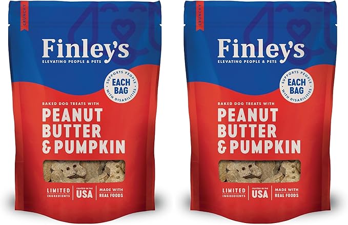 Finley's Peanut Butter & Pumpkin Dog Biscuit Treats, All Natural, Limited Ingredient Dog Treats, 12 Ounce (Pack of 2)