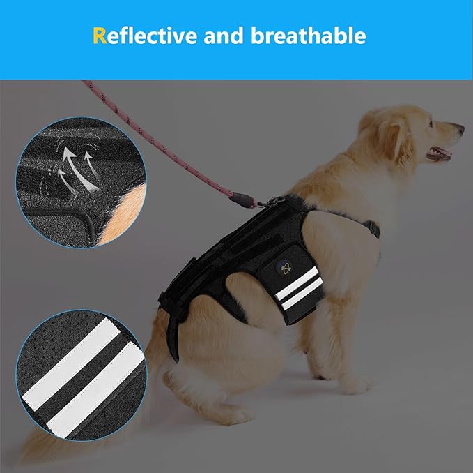 Coodeo Dog Back Brace for Dogs Arthritis, Pet Back Bracer for IVDD, Back Protector Helps Pain Relief, Surgical Recovery and Rehabilitation, Dogs Back Disease Prevention. (Black,Large)