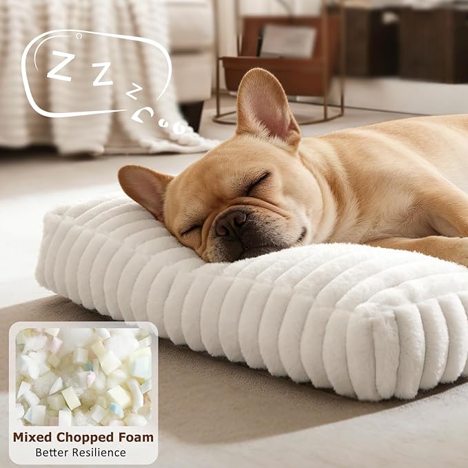 Dog Bed Medium Size Dog, Flat Pet Beds with Removable Washable Cover, Pet Mat Cute Crate Bed Thick Shredded Chopped Crate Foam & Anti Slip Bottom for Indoor