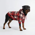 Spark Paws Dog Hoodie – Premium Dog Sweater for Small, Medium, and Large Dogs | Warm Outfits for French Bulldogs, Pitbull, Puppy, Winter Jacket Alternative - Red Plaid, 5XL
