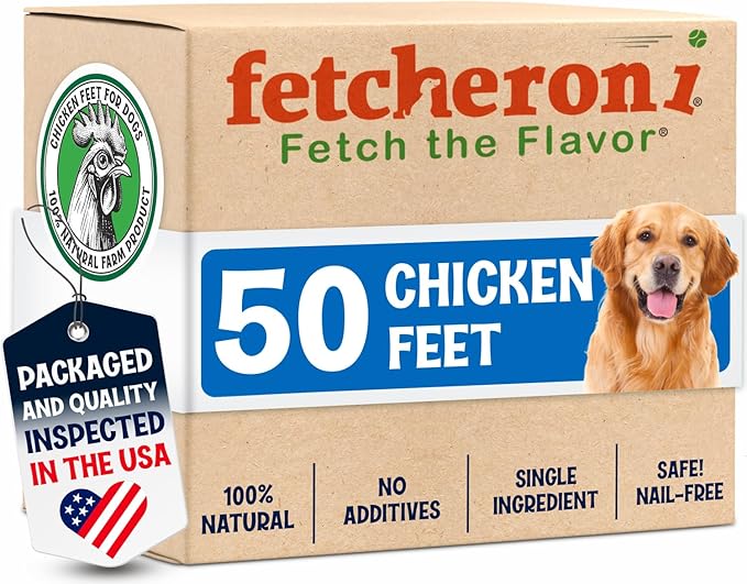 Premium Chicken Feet Dog Treats - Dehydrated Poultry Foot - No Additives - Digestible Chew - Joint Health Support - All Natural (50-Pack)