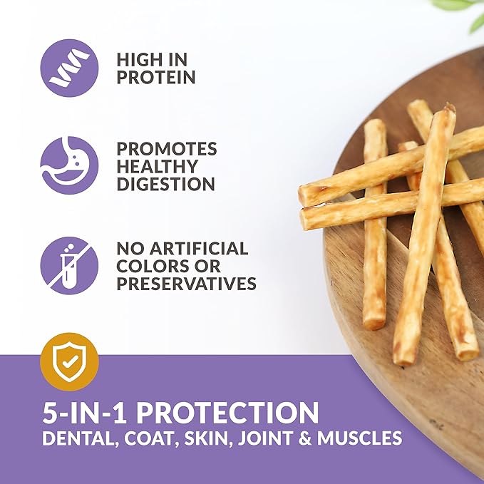 Wild Eats Duck Collagen Sticks for Dogs (75 Pack, 0.6 cm Wide) Long Lasting Dog Chews No Hide Dog Treat Bully Stick Alternative, Rawhide Free, Grain Free, High Protein