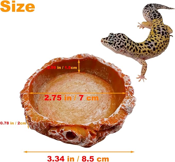 3 Pack Small Reptile Food and Water Bowls, Reptile Terrarium Bowls for Bearded Dragon Lizard Frog Gecko Tortoise Hermit Crab Snail (Orange B)