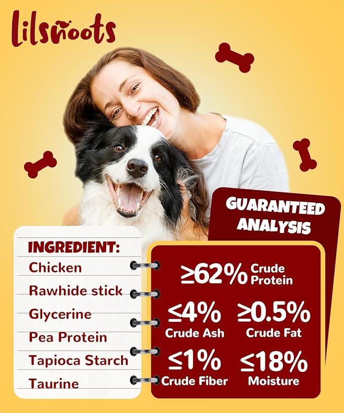 Chicken Wrapped Rawhide Sticks Dog Treats 10.6oz w/Taurine Rawhide Sticks Puppy Training Snacks Long Lasting Dog Chews Gluten Grain Free Dental Health Treats High Protein Low Fat