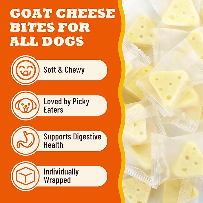 8.15oz Cheese Dog Treats with Taurine, Prebiotic & Vitamin E - Natural Dog Treats for Small, Medium & Large Dogs - Grain Free, Soft and Chewy for Digestion & Immune Support