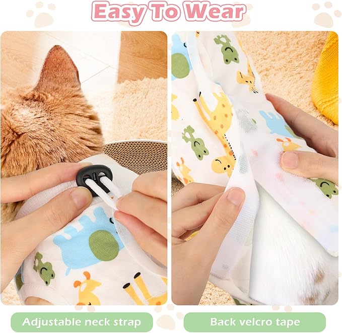 2Pack Cat Surgery Recovery Suit Clothes for Female and Male,Cat Onesie Shirts After Surgery Spay Surgical Recovery Suit, Cone Collar to Stop Licking Abdominal Wound Alternative-S