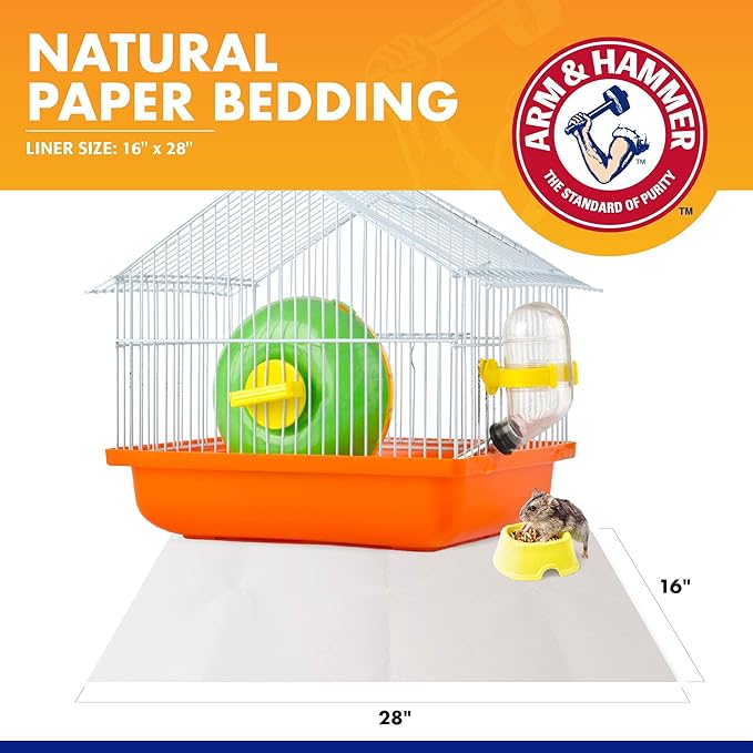 Arm & Hammer Super Absorbent Cage Liners for Guinea Pigs, Hamsters, Rabbits & Small Animals, Odor Control Cage Tray Liners for Wire or Mesh Grate Cages, Trim to Fit, 7 Count