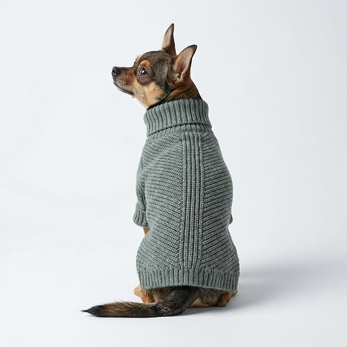 Fitwarm Dog Turtleneck Sweater, Thermal Knitted Pet Coat, Dog Winter Clothes for Small Dogs, Cat Apparel, Heather Grey, Medium