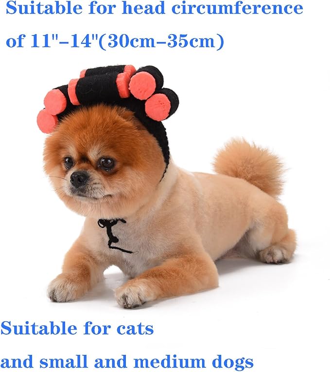 Funny Dog Cat Cosplay Wig, Perm Styling Dog Headwear,Wigs for Small Medium Dogs and Cats