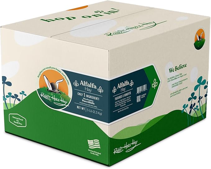 Rabbit Hole Hay - Ultra Premium Alfalfa Hay for Small Pets - 5 lb - Fresh & Nutrient-Rich