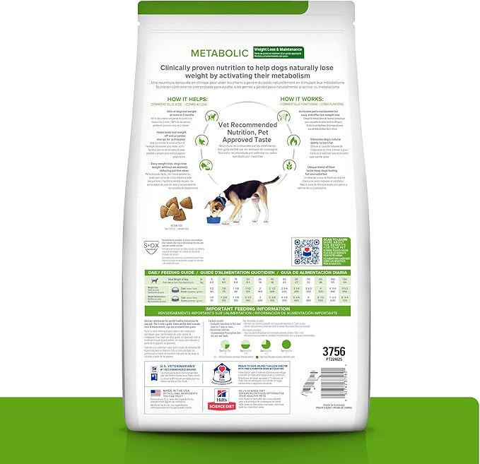 Hill's Prescription Diet Metabolic Weight Management Dry Dog Food, Lamb Meal & Rice, 17.6 lb. Bag