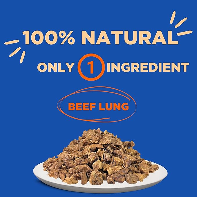 Paww Chew Beef Lung Dog Treats - 100% Natural, Single Ingredient, (2.5 Pound) Made in the USA, Dried & Dehydrated, High Protein High Value Dog Training Treats, Grain Free, Low-Odor Free for All Breeds