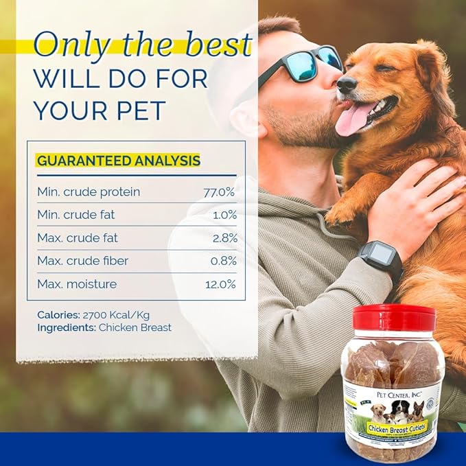 PCI Pet Center, Inc. Chicken Breast Cutlets for Dogs - 100% Natural Dehydrated Dog Treats - Single Ingredient, Premium Quality - Zero Additives or Artificial Colors - Made in The USA - 1lb