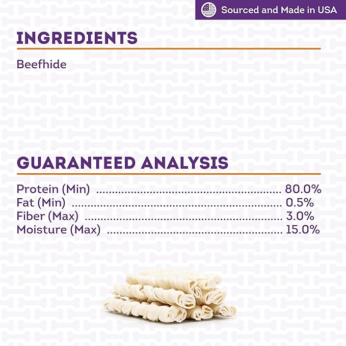 USA Beefhide Braids 7-8" Dog Chew Treats - Natural Flavor, 7 Count/2 Pack