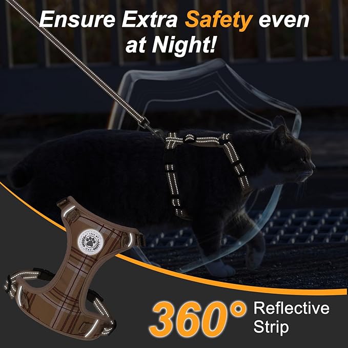 BEAUTYZOO Cat Harness and Leash Set for Walking Escape Proof, Neck Release Adjustable Harness for Kitten Puppy Small Medium Large Cats, Soft Cute Easy Control Small Cat Harness for Cats Boy and Girls