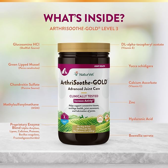 NaturVet ArthriSoothe Gold Tablets Time Release, 120 Pills