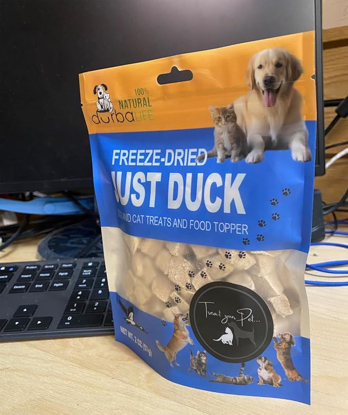 Freeze Dried Raw Duck Bites - Dog & Cat Treats Food Topper, High Protein, Single-Ingredient Composition, Ideal for Picky Eaters & Pets with Allergies (2.0 oz, Just Duck)