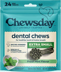 Chewsday Fresh Mint Flavor Dental Chews, Extra Small Dog Treats, 24 Count