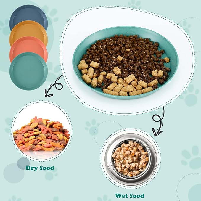 Gerrii 24 Pieces Fatigue Relief Cat Bowl 6 Inch Shallow Cat Food Dish Stray Wet Feeding Bowls Wide and Small Pet Plates for Ferrets Feral Short Legged Kitten Shelter(Elegant Color,Convention)
