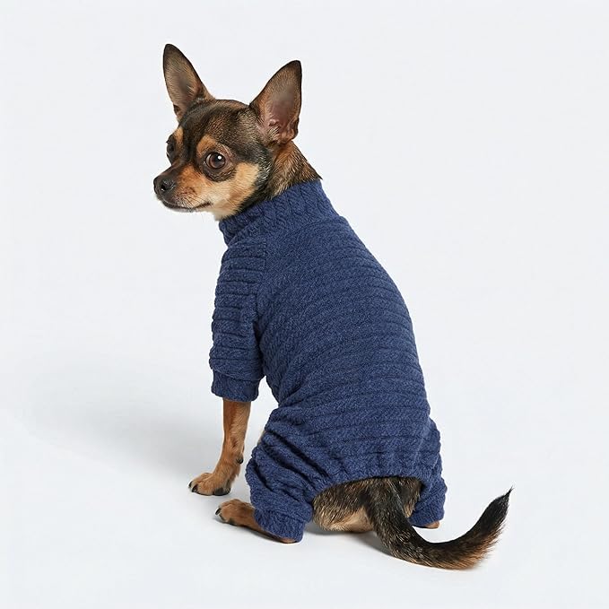 Fitwarm Turtleneck Knitted Dog Sweater Puppy Pajamas Thermal Doggie Winter Clothes Knitwear Pet Coats Cat Apparel Blue XXL