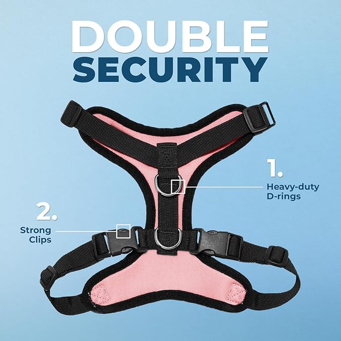 Voyager Step-in Pet Harness - All Weather Mesh, Adjustable Step in Harness for Cats and Dogs by Best Pet Supplies - Pink/Black Trim, M
