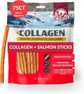 Wild Eats Salmon Collagen Sticks for Dogs (75 Pack, 0.6 cm Wide) Long Lasting Dog Chews No Hide Dog Treat Bully Stick Alternative, Rawhide Free, Grain Free, High Protein