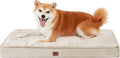 EHEYCIGA Waterproof Dog Bed Memory Foam 36x27, Orthopedic Dog Beds Mat for Large Dogs with Removable Cover, Beige