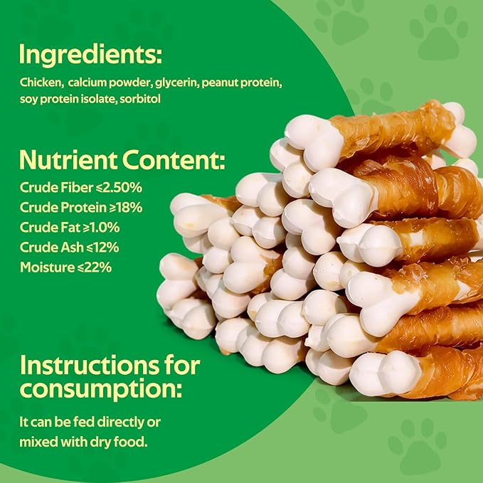 Chicken Wrapped Dog & Cat Chew Treats, Real Chicken Calcium Sticks, 10.0 oz Pet Training Snacks with Natural Ingredients (A-10.0oz)