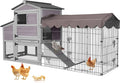 80.5’’ Outdoor Chicken Coop, Mobile Chicken Tractor with Wheels, Large Poultry Hen Cage with Nesting Box, Waterproof Roof and Sliding Out Tray, Wooden Chicken House for 2-4 Chickens
