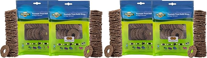 PetSafe Busy Buddy Toys Dog Treat Refills (60 Refills) Dog Treats Medium,Dogs Rawhide and Peanut Butter Flavors,Keeps Your Furry Friend Engaged,Resealable Bag for Freshness,(Pack of 2)