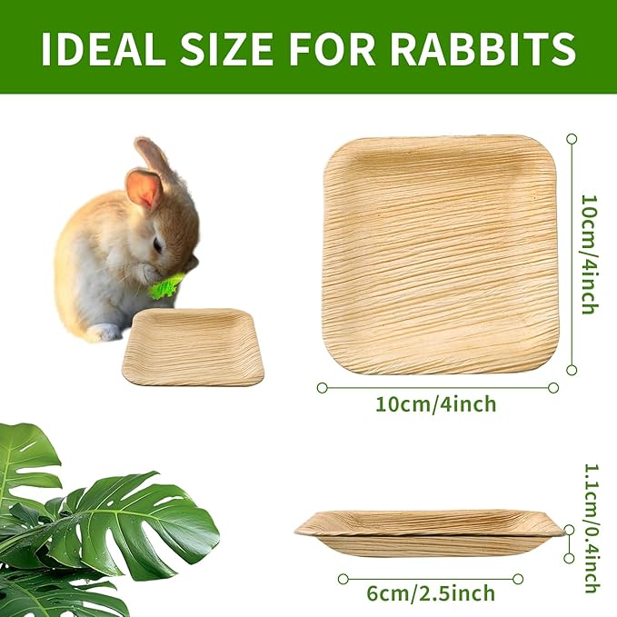 50 Pcs Disposable Palm Leaf Bowls 4 inch Bowl for Rabbits, Compostable Like Bamboo Bowls Disposable Bowl Bunny Chew Toys Chewable Dish for Rabbits,Bunnies,Hamsters,Parrot