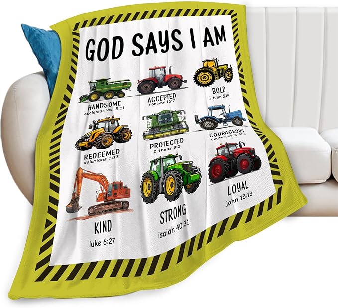 Tractor Throw Blanket Farm Tractor Stuff Gifts for Kids Girls Boys Adults Women Man Soft Cozy Warm Plush Fluffy Fuzzy Fleece Blanket Decor 60''X80''