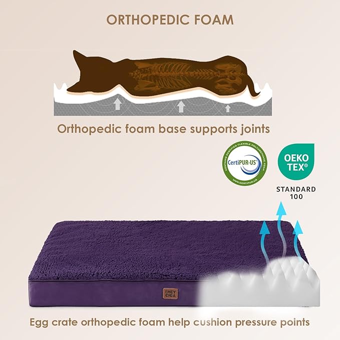 EHEYCIGA Orthopedic Medium Dog Beds for Small Dogs with Removable Washable Cover for Crate, Purple, 30x20
