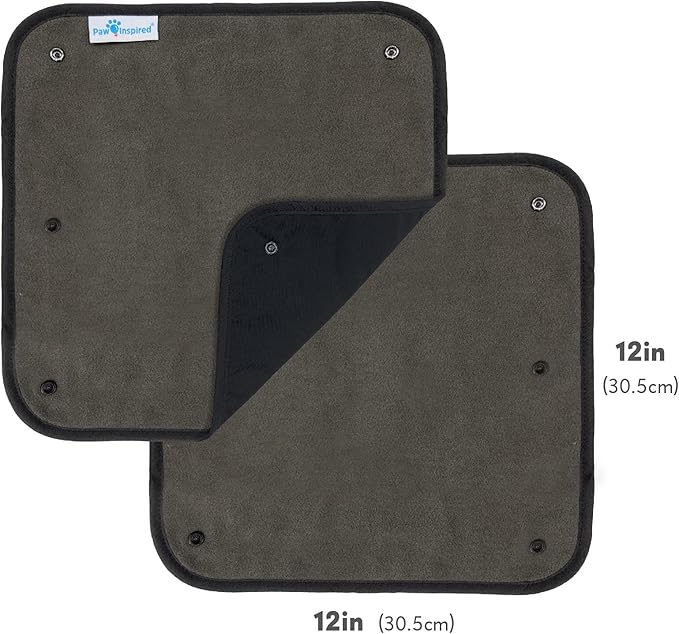 Paw Inspired Washable Guinea Pig Cage Liners, Fleece Bedding for Guinea Pigs Ferrets, Rabbits, Hamsters, Small Animals, Bamboo Charcoal Odor Controlling Absorbent Pee Pads (2 ct., 12" x 12")