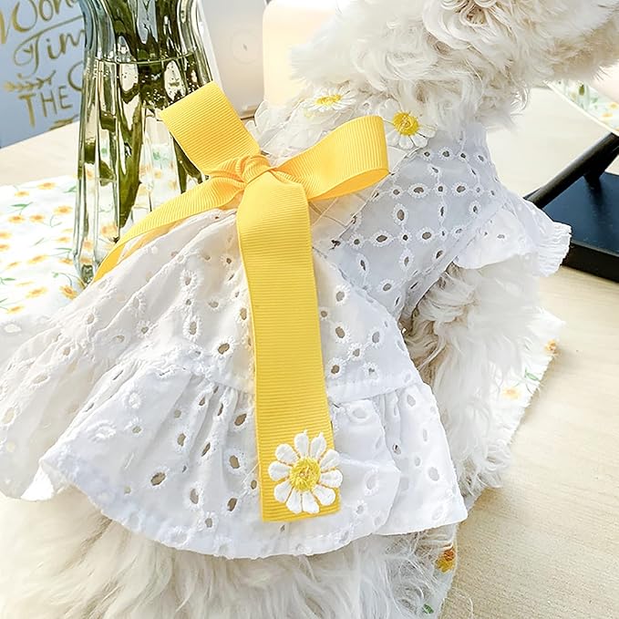 Dog Cute Princess Dress Summer Pet Clothes for Small Dogs Elegant Bowknot Puppy Sundress Holiday Breathable Lightweight Outfits Female Cat Dog Yorkie Chihuahua Dress Apparel