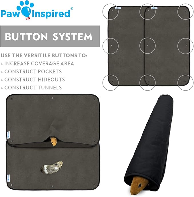 Paw Inspired Washable Guinea Pig Cage Liners, Fleece Bedding for Guinea Pigs Ferrets, Rabbits, Hamsters, Small Animals, Bamboo Charcoal Odor Controlling Absorbent Pee Pads (2 ct., CNC 2x1)