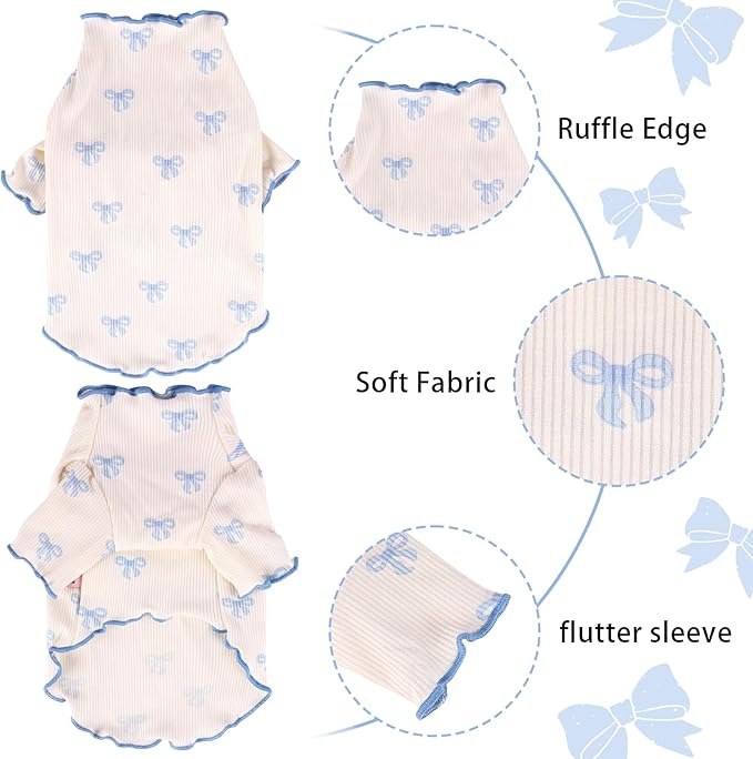 Small Dog Clothes Extra Small Dogs Spring Summer Dress Cute Soft and Breathable Outfits for Female Chihuahua Shih Tzu Yorkshire Puppy Cats (Blue, X-Small)