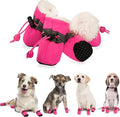 YAODHAOD Dog Shoes for Winter, Dog Boots & Paw Protectors, Fleece Warm Snow Booties for Puppy with Reflective Strip Anti-Slip Rubber Sole for Small Medium Size Dogs,Size 7: 2.3"x1.9" (L*W),Pink