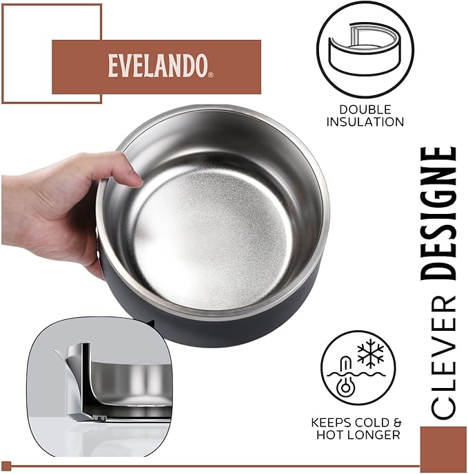 64 oz - 8 Cups Stainless Steel Dog Bowl – Triple-Insulated Pet Dish Keeps Water Cold & Food Warm – BPA-Free, Non-Slip Base – Durable & Elegant Feeding Bowl for Small & Medium Dogs & Cats