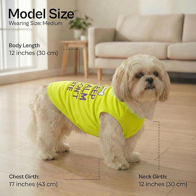 Parisian Pet Dog Shirt – 100% Cotton Shirts for Medium Dogs – Sleeveless Puppy Vest – Lightweight and Breathable Pet Apparel – Pullover Summer Dog Clothes - Stretchy Funny T Shirts for Dogs