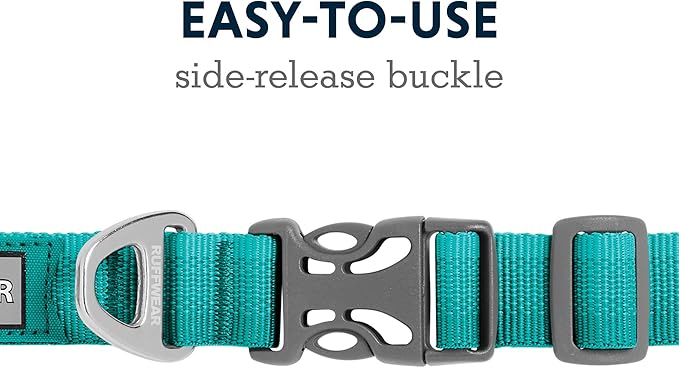 Ruffwear, Front Range Dog Collar, Adjustable Tubelok Webbing, Lightweight, Side Release Buckle, Aluminum V-Ring, Durable for Everyday Use, Aurora Teal, 11"-14"