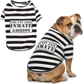 Parisian Pet Prisoner Dog Costume - 100% Cotton Striped Dog Clothes for Large Dogs - Lightweight Puppy Outfits - Funny French Bulldog Clothes - Sleeved Shirt for Dogs - Stretchy Pet Costume