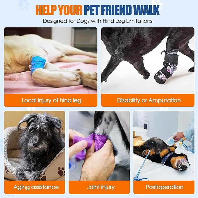 SlowTon Dog Lift Harness - Adjustable Dog Sling for Medium Large Dogs, Hind Leg Support to Help Rehabilitate, Soft Padded Dog Support Harness for Elderly, Injured, Arthritic, Disabled Dogs, S