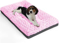 POCBLUE Washable Dog Beds for Crate, Small Plush Pet Mat for Cages, Anti-Slip Crate Pad for Outdoor/Indoor/Car Use, Comfy & Soft Kennel Pad for Dogs and Cats Up to 25 lbs, 23"x17", Pink