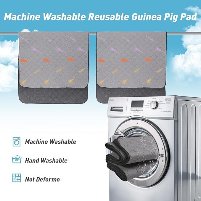 2Pcs Guinea Pig Cage Liners,Guinea Pig Fleece Cage Liners42''X56'' Super Absorbent Washable Pee Pads Reusable for Rabbit Hamster Chinchilla