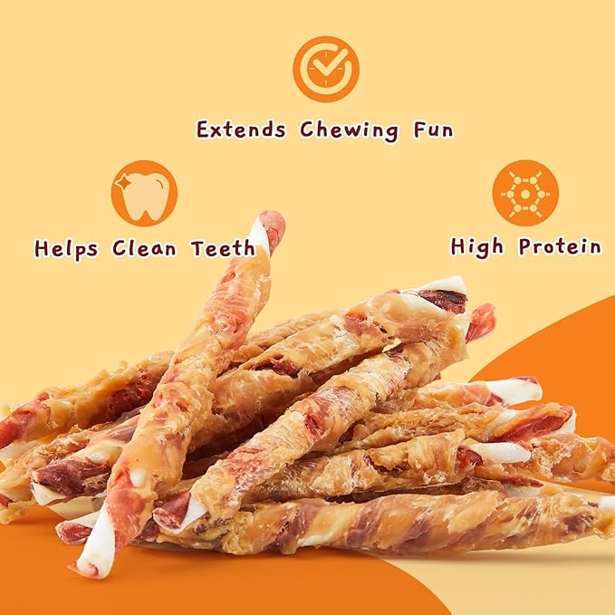 Jungle Calling Dog Treats, 35-Count Natural Chicken Wrapped Rawhide Sticks for Small Medium Dogs, 5-Inch Long Lasting Dog Rawhide Chews for Teeth Cleaning, Grain-Free Training Rewards, 1.10 lb