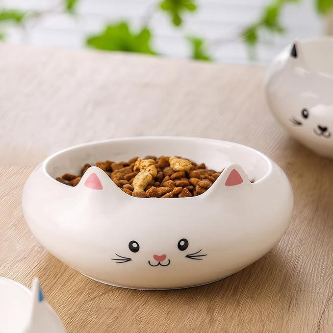 Cat Bowls, Cat Food Bowl, Ceramic Cute Kitten Bowls for Food and Water 7.1oz, Small Dog Feeding Dish for Whisker Fatigue Friendly, Personal Design Home Decor Bowl, Multi-Use