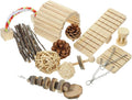 Yardwe Bunny Chew Toys for Rabbits Guinea Pig Play Toys Wooden Pet Chew Carrot Grass Ball Set