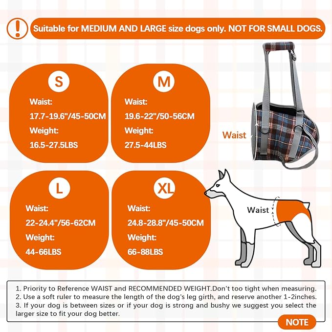 ROZKITCH Dog Lift Harness, Grid Pet Rear Support Aid Veterinarian Approved Sling for Old K9 Help With Poor Stability, Back Leg Hip Disabled Joint Injury Elderly Arthritis ACL Rehabilitation Rehab